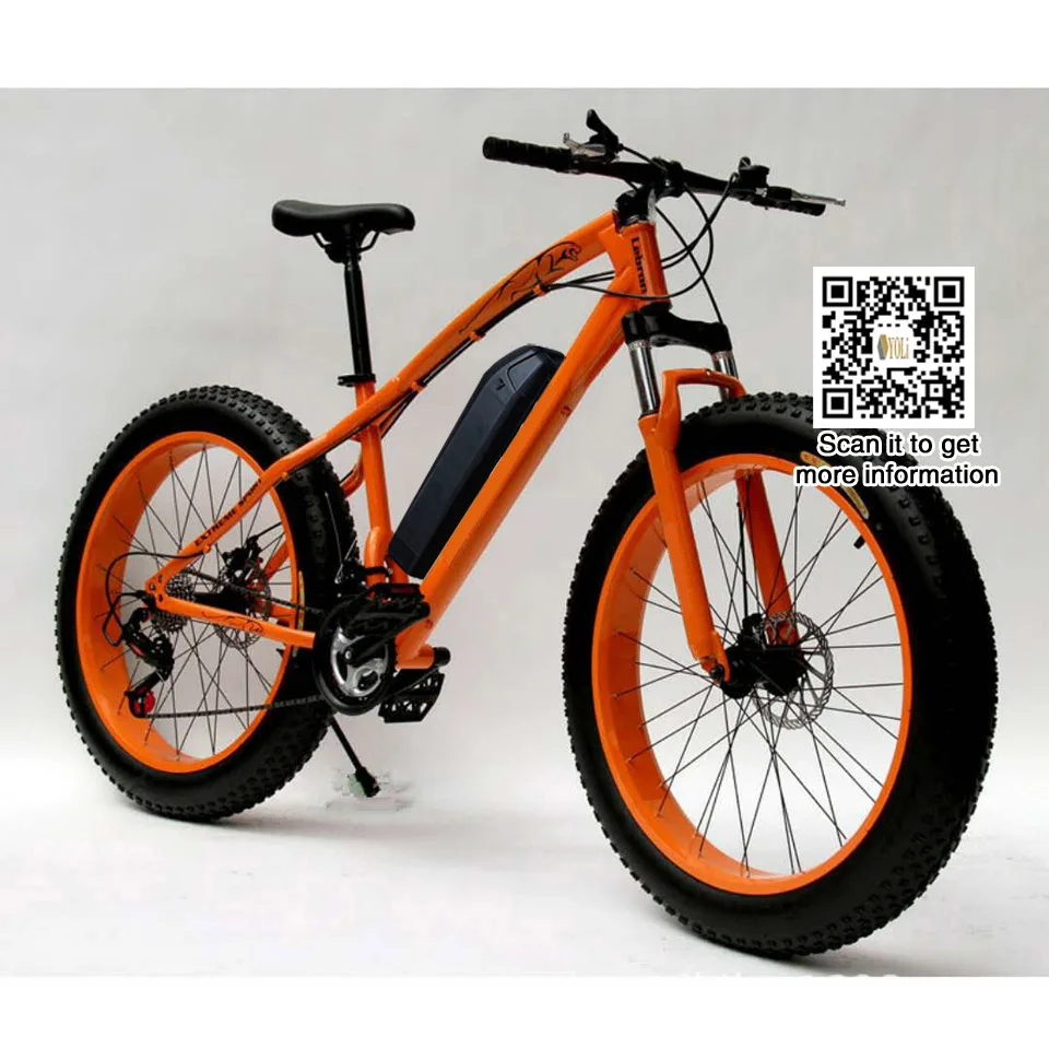 Медленная Горный EBike дорожный Электрический велосипед 36V 10.4AH 26*4,0 fat tire, снежный велосипед - Цвет: Оранжевый