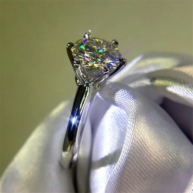 2018 Solitaire ring 100% Soild 925 Sterling silver Jewelry 1.5ct Sona AAAAA Zircon Cz Engagement wedding band rings for women