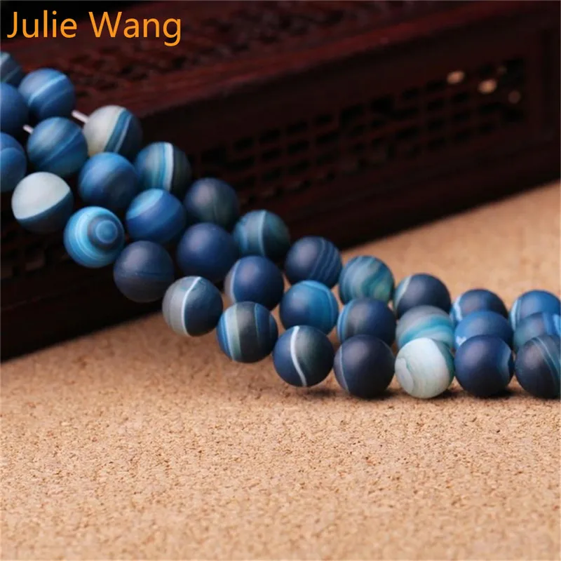 

Julie Wang 38PCS 10mm Blue Bead Jewelry Making Natural Stone Frosted Beads Fit Necklace Bracelet Anklet Accessory Handmade