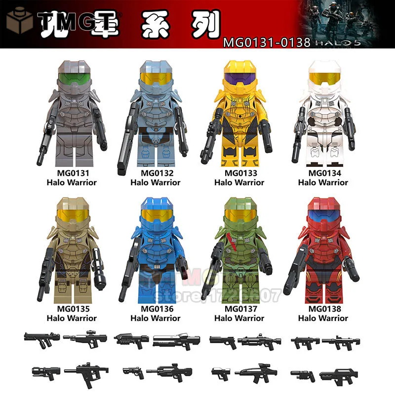 

Single Sale Halo Spartan Solider With Weapon Fortnitedlgy TPS Shooter Game Character Jonesy Dark Voyar Blocks Children Gifts Toy