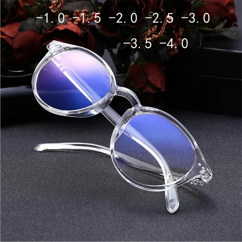 

-1 -1.5 -2 -2.5 -3 -3.5 -4 Finished Myopia Glasses Women Short-sight Eyewear Black and Transparent Frame Women Myopia Glasses