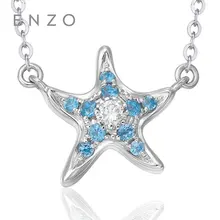 ENZO Starfish Shape Necklace with Blue Topaz and Diamond 18K White Gold  Natural Gemstone Special Design