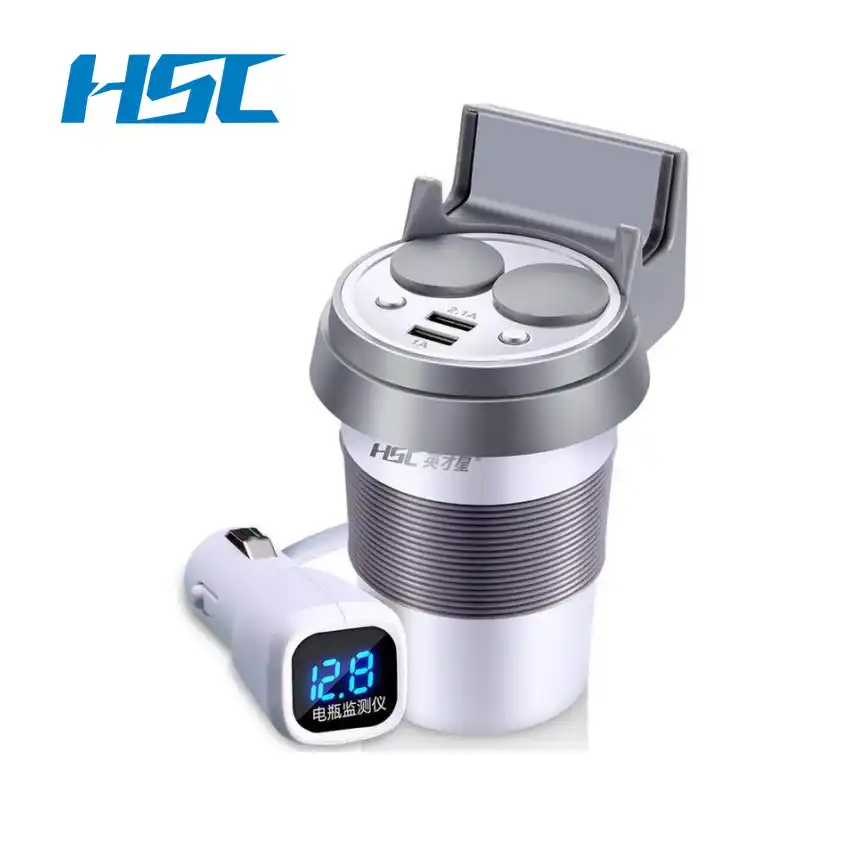 Бренд HSC 12-24 В 3.1A выход USB Автомобильное зарядное устройство и выключатель напряжения Быстрая зарядка Автомобильный держатель для чашки розетка для автомобильного прикуривателя адаптер - изображение