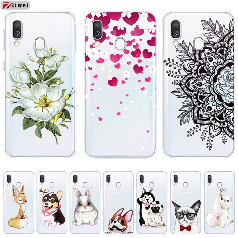 

For Coque Samsung A40 Case Clear Bumper Cute Animals TPU Case For Samsung Galaxy A40 A405 A405F A 40 Case Silicone Cover Funda