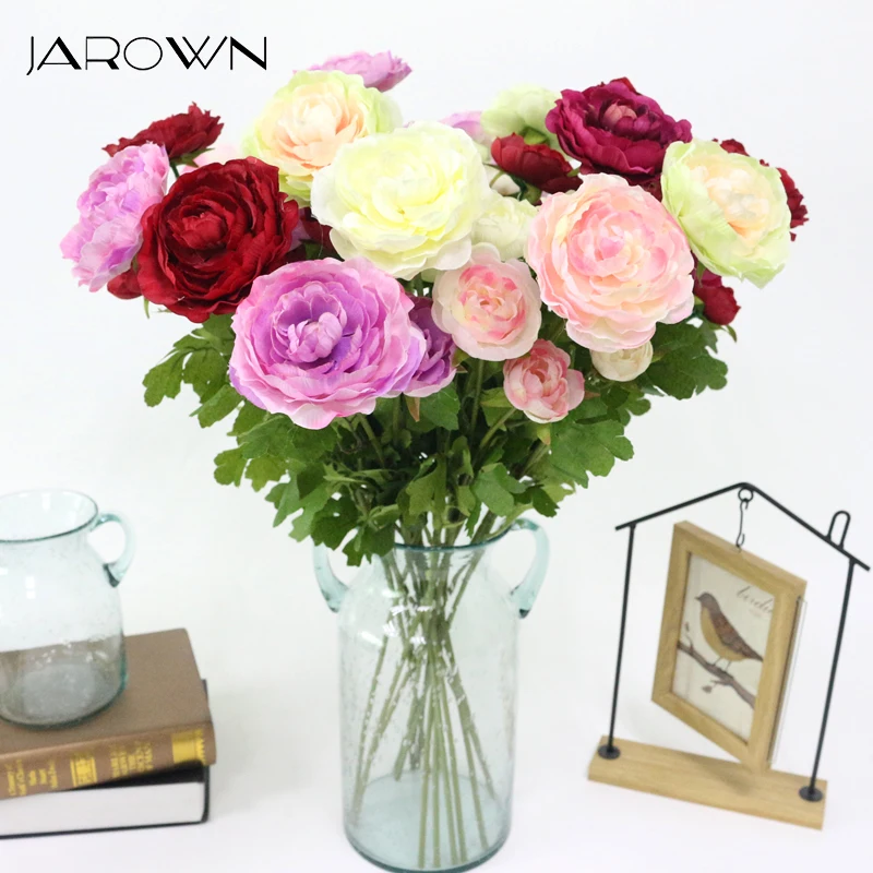 

JAROWN Artificial Silk 3 Head Peony Flowers Simulation Herbaceous Peony Flower Branch For Wedding Party Decorative Home Decor