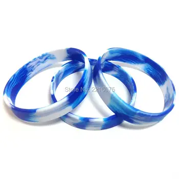 

100pcs Blue & White Swirl silicone wristband rubber bracelets free shipping