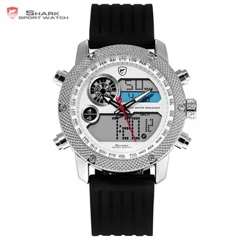 

Porbeagle SHARK Sport Watch 2 Series Men Military Army Digital LCD Date Alarm Chronograph Black Silicon Band Wristwatch / SH583