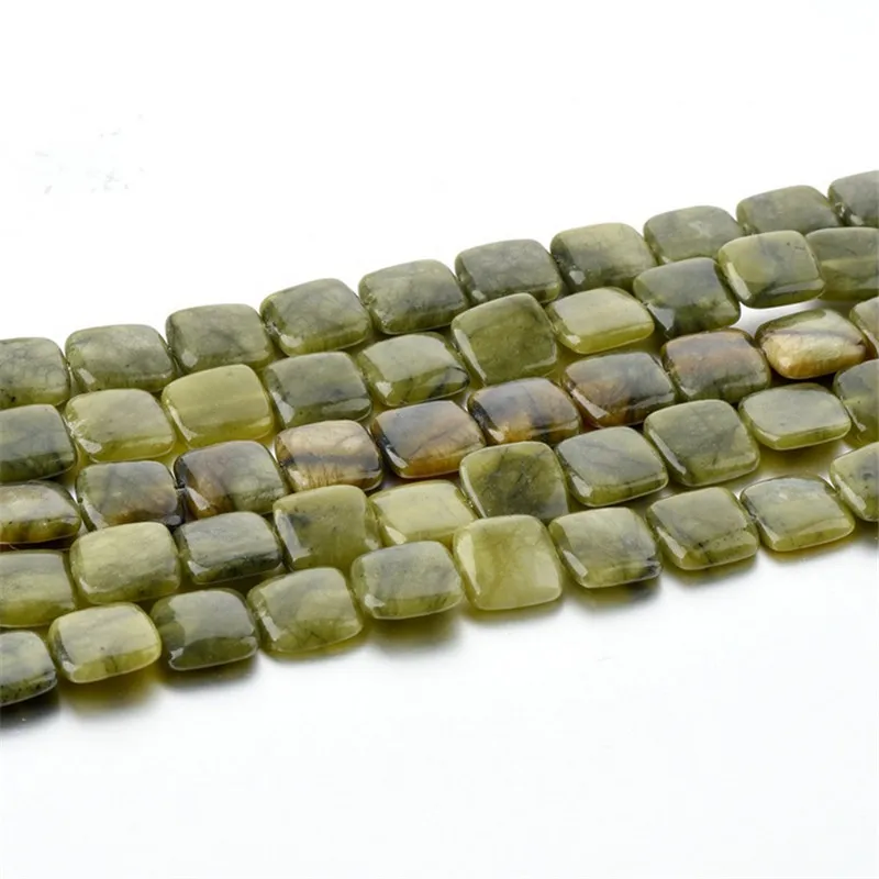 

Natural Stones Beads To Making Jewelry Green Square Stone Beads Lustre Spacer DIY Beads Wholesale And Retail