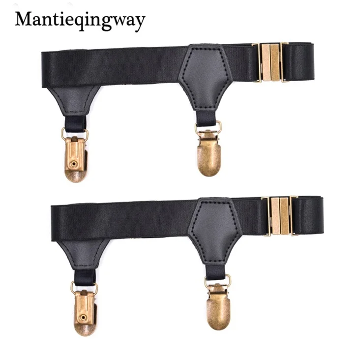 Black Mantieqingway для мужчин нейлоновые носки держатель для женщин рубашка подтяжки складывающиеся ноги носки подвязки Adjustabel ремни - Цвет: Black