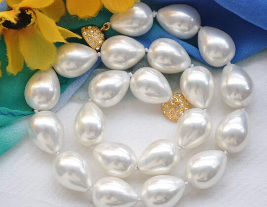

ddh001787 17" 14x18mm white drip SOUTH SEA SHELL PEARL NECKLACE