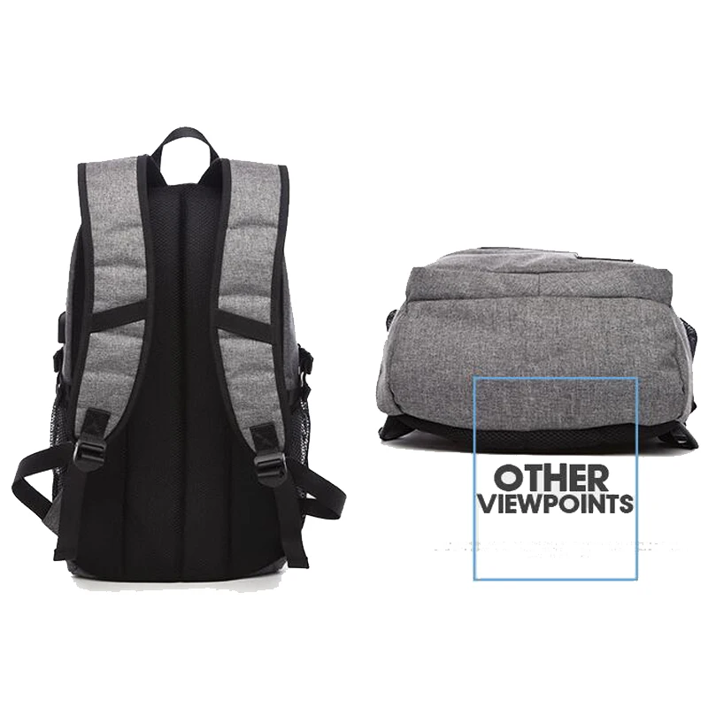  Male Laptop Backpack Canvas Men USB Backpack School Bags for Teenager Ball Bag Pack Multifunction T