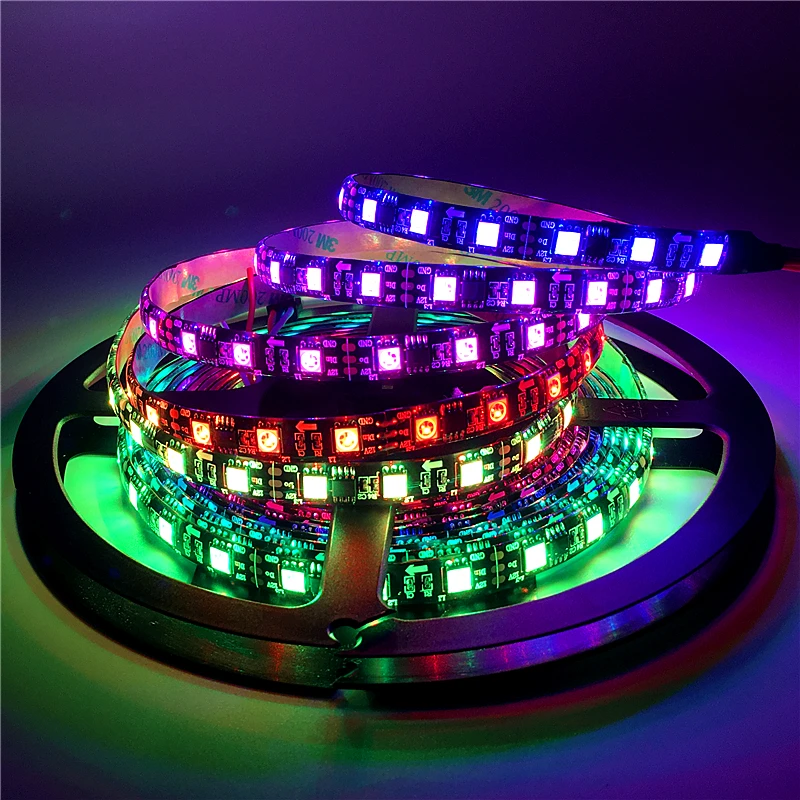 WS2811 5050 SMD RGB пикселей Светодиодная лента 60 Светодиодный s/m программируемое перенастраиваемое светодиодное освещение 0,5 м 1 м 2 м 3 м 4 м 5 м 12 В полноцветная светодиодная лента лампа