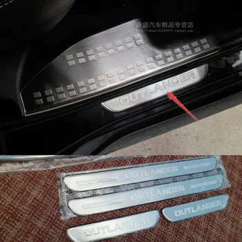 

Stainless steel door sill strip for 2009-12 MITSUBISHI OUTLANDER Threshold trim car styling welcome pedal Scuff plate cover film