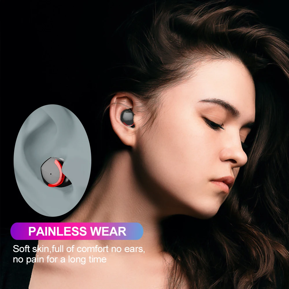 Bluetooth наушники V5.0 True Беспроводной СПЦ наушники со светодиодной Мощность Дисплей 2000 mAH Зарядное устройство чехол устойчивое спортивные гарнитуры