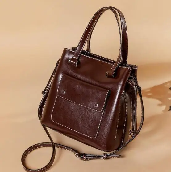 Для женщин Сумки из натуральной кожи женские офисные Crossbody теплые дамы сумка Natural true кожа - Цвет: Кофе