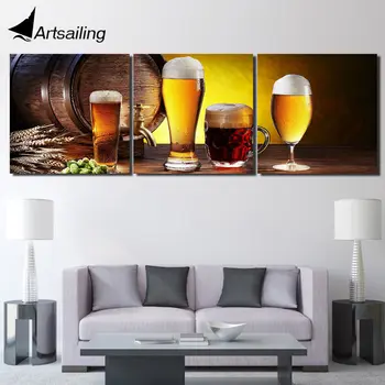 

3 Pieces Canvas Painting Printed Beer Pivo Wall Art Canvas Pictures For Living Room Bedroom Modular Home Decoraion up-1254B