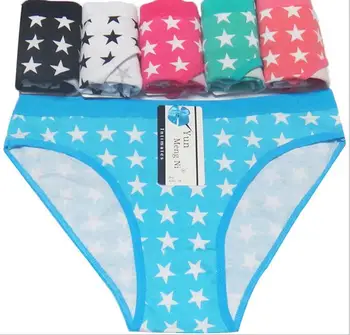 

Free shipping 5pcs/lot Hot Selling Cotton women's briefs fashion star printed cotton underwear women's cotton briefs 89106