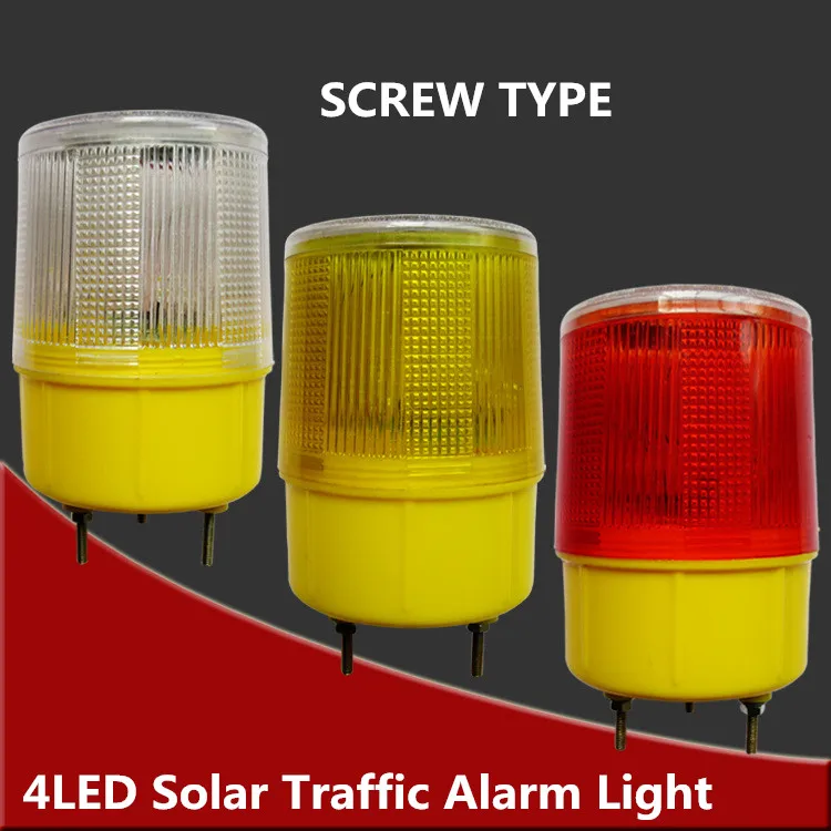 Solar Powered Traffic Light,white/yellow/red LED Solar Safety Signal Beacon Alarm Lamp Solar Emergency LED Strobe Warning Light construction site solar powered red amber blue safety warning flashing light