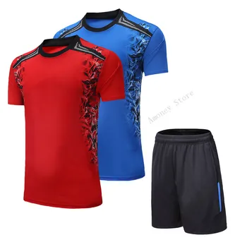 

Adsmoney Badminton Uniforms Shirts Couple Model Women Men Breathable Fire Pattern Badminton Tennis shirt Sport Jerseys