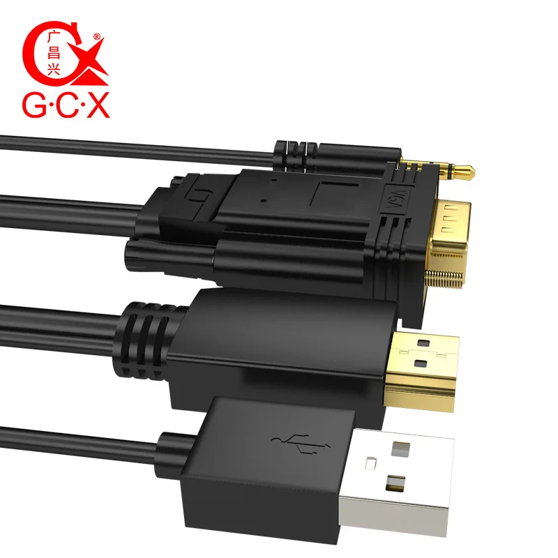 G.C.X HDMI to VGA кабель 1080 P Разрешение конвертер адаптер мужчинами HDMI2VGA с аудио Питание 1m1. 5m1. 8m3m5m