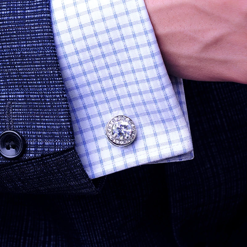 KFLK рубашка серебряные запонки для женщин мужские Брендовые с белым кристаллом модные запонки кнопки-звенья высокое качество роскошные