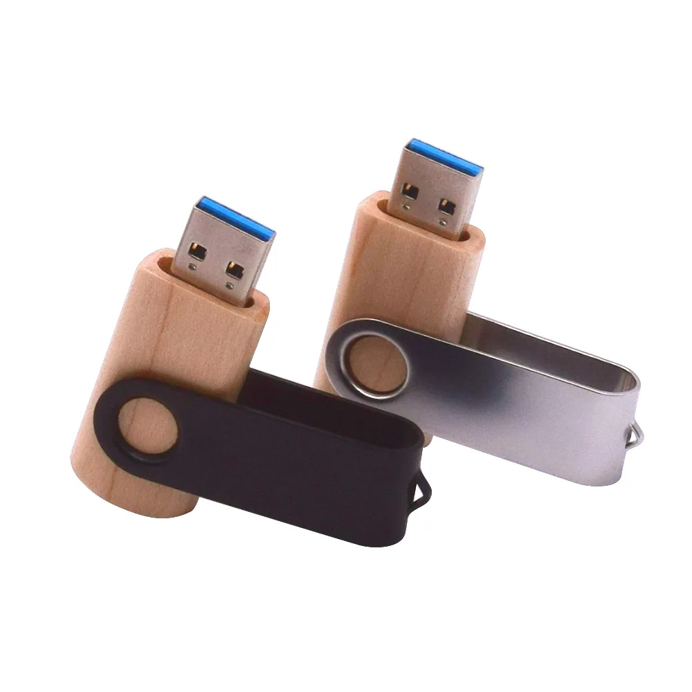 

Free Shipping Wooden USB3.0 with Rotable Clip Customize Logo Pendrive Flash Drive Cle USB 128GB 64GB 32GB 16GB Photography Stick