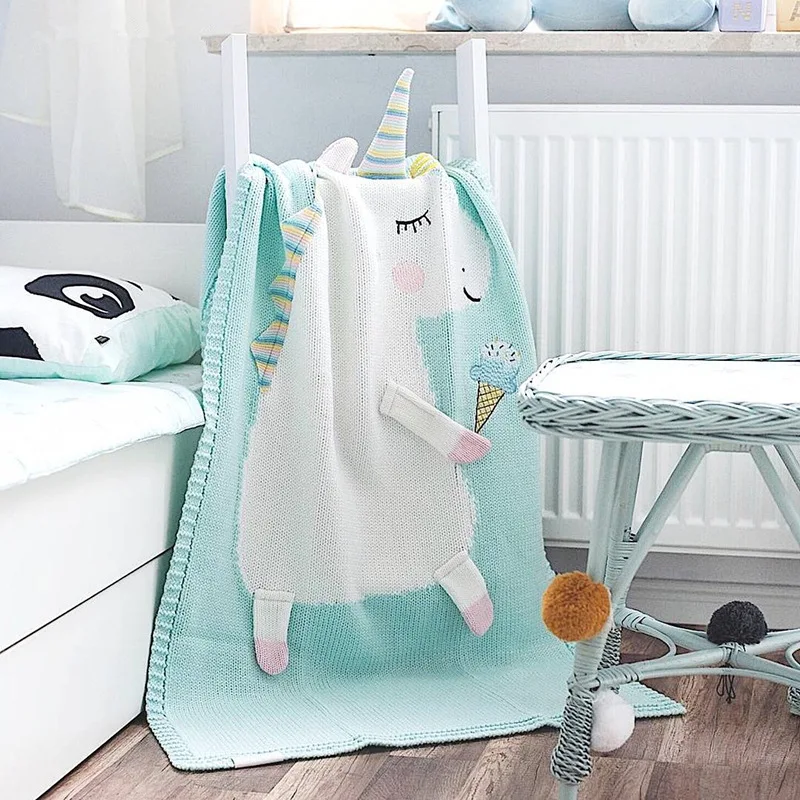 

3D Unicorn Blanket Children's Knitted Blanket Baby Blanket Air Conditioning Blanket Newborn Baby Photography Background