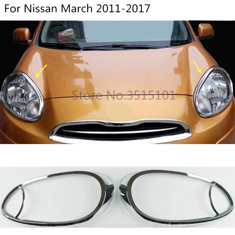 

car body front head Light lamp hoods Molding frame trim panel moulding 2pcs For Nissan March 2011 2012 2013 2014 2015 2016 2017
