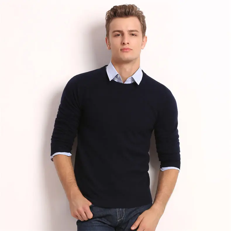 2018 Autumn 5XL O Neck Pullovers Men Sweater MuLS Brand 100% Cotton knitted Sweater Jumpers Male Knitwear Spring Winter New Navy-02