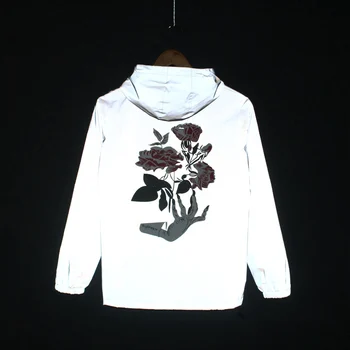

19ss 3M Reflective Jackets Men Women Ghost hand Rose Flower Coats Windbreaker and Coats Doudoune Homme Cazadora Hombre Clothes