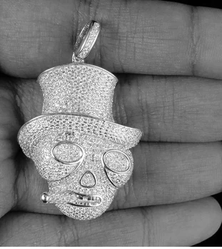 

free chain 24" Fashion 2017 new arrive micro pave AAA cubic zirconia promotion skull cool men iced out hiphop gold necklace