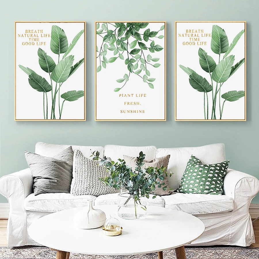 

Nordic Style Poster And Prints Tropical Green Plant Scandinavian Decor Canvas Painting Wall Art Picture For Living Room No Frame