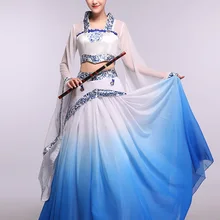 Shu Yun Ru Hua голубой градиент шифон костюм для классических танцев для женщин