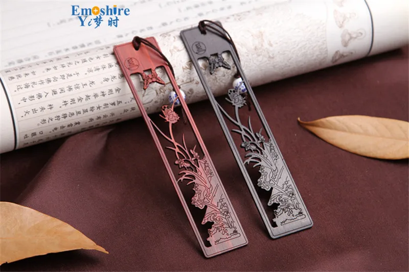 Emoshire High-grade solid wood bookmarks set Creative classic Meilan bamboo chrysanthemum sandalwood sandalwood bookmarks custom gift TSQ01 (5)