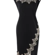 ROSEGAL, летние женские платья размера плюс, 5XL, Цветочная вышивка, отделка, облегающее платье, платье для офиса, женское платье с вырезом лодочкой, без рукавов, Vestido