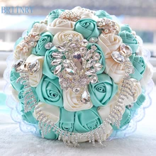 BRITNRY атласные свадебные цветы горный хрусталь ювелирные изделия фиолетовый розовый брошь букет синий брошь свадебное платье свадебный букет