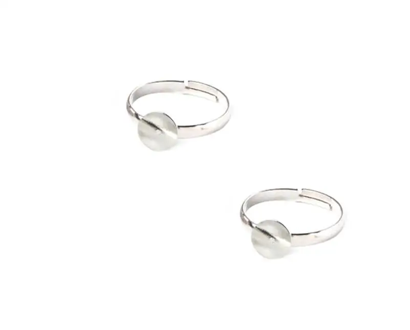 

20pcs/lot Silver Plated Flat Ring jewelry Findings Pad Bases Blanks 3Sizes Fashion Accessories Adjustable Wholesale