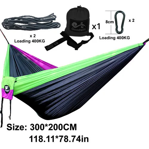 Промо-акция! 300x200 см портативный высококачественный армейский нейлоновый гамак, висячая сетка для спальной кровати, качели для кемпинга и путешествий - Цвет: 10