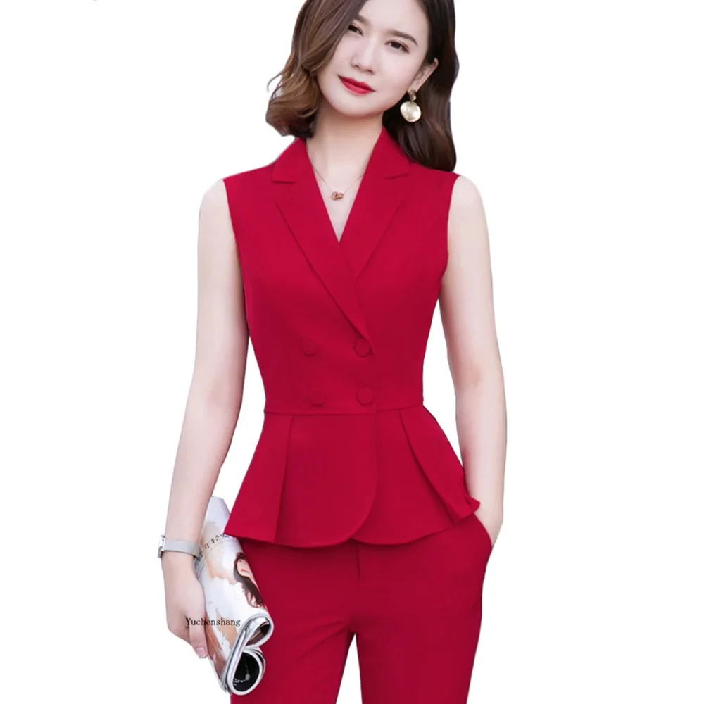 

New Fashion Women girl double breasted short Vest Sleeveless blazer jacket Outerwear Coat red apricot white black