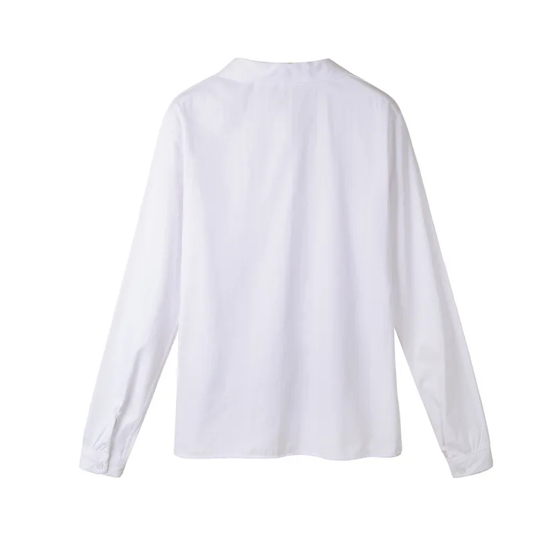 japanese high school uniform Pointed collar / square collar long-sleeved solid white T shirt for Anime cosplay