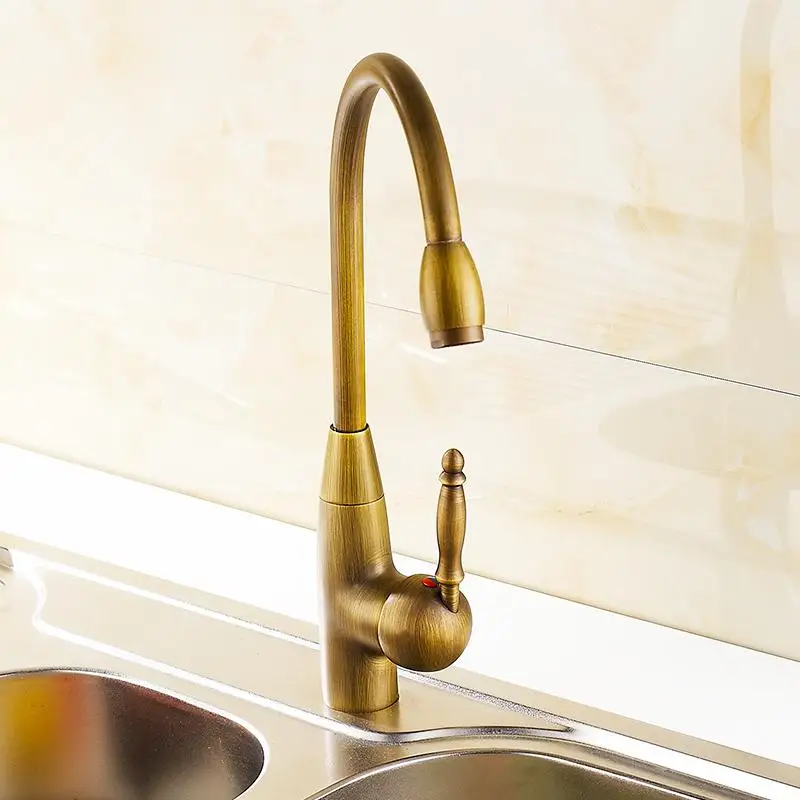 Antique Brass Kitchen Faucet 360 Swivel Bathroom Basin Sink Mixer Tap Single Handle Hot and Cold Water Tap KD1223 Antique Brass Kitchen Faucet 360 Swivel Bathroom Basin Sink Mixer Tap Single Handle Hot and Cold Water Tap KD1223