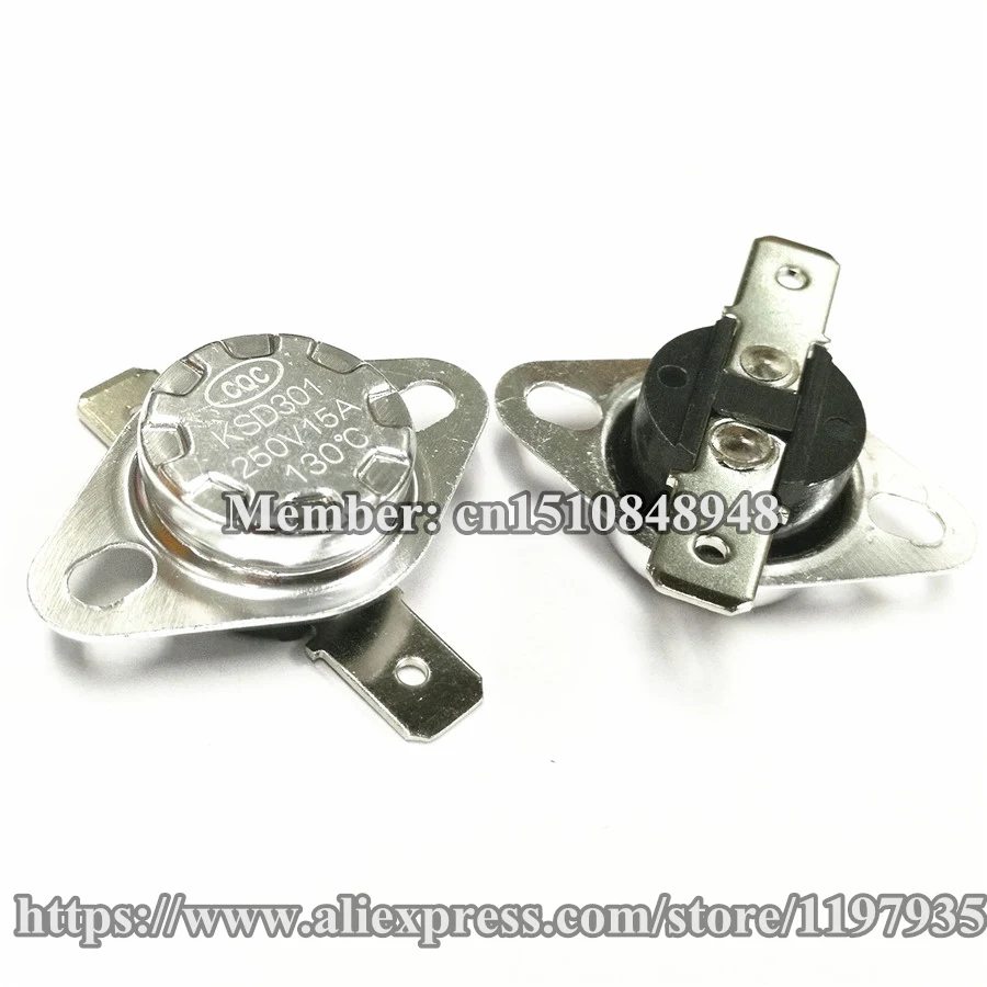 

Bimetal temperature temperature control switch KSD301 15A 250V 130 degrees 135 degrees 140 degrees Thermostat Normally Closed