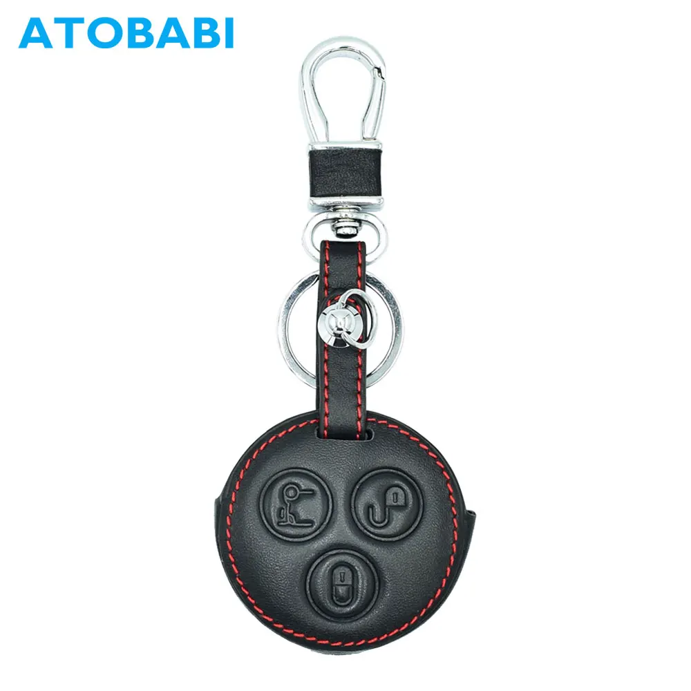 ATOBAI 3 пуговицы кожа Чехлы для автоключей брелок кожи Mercedes Benz Smart Fortwo ForFour город