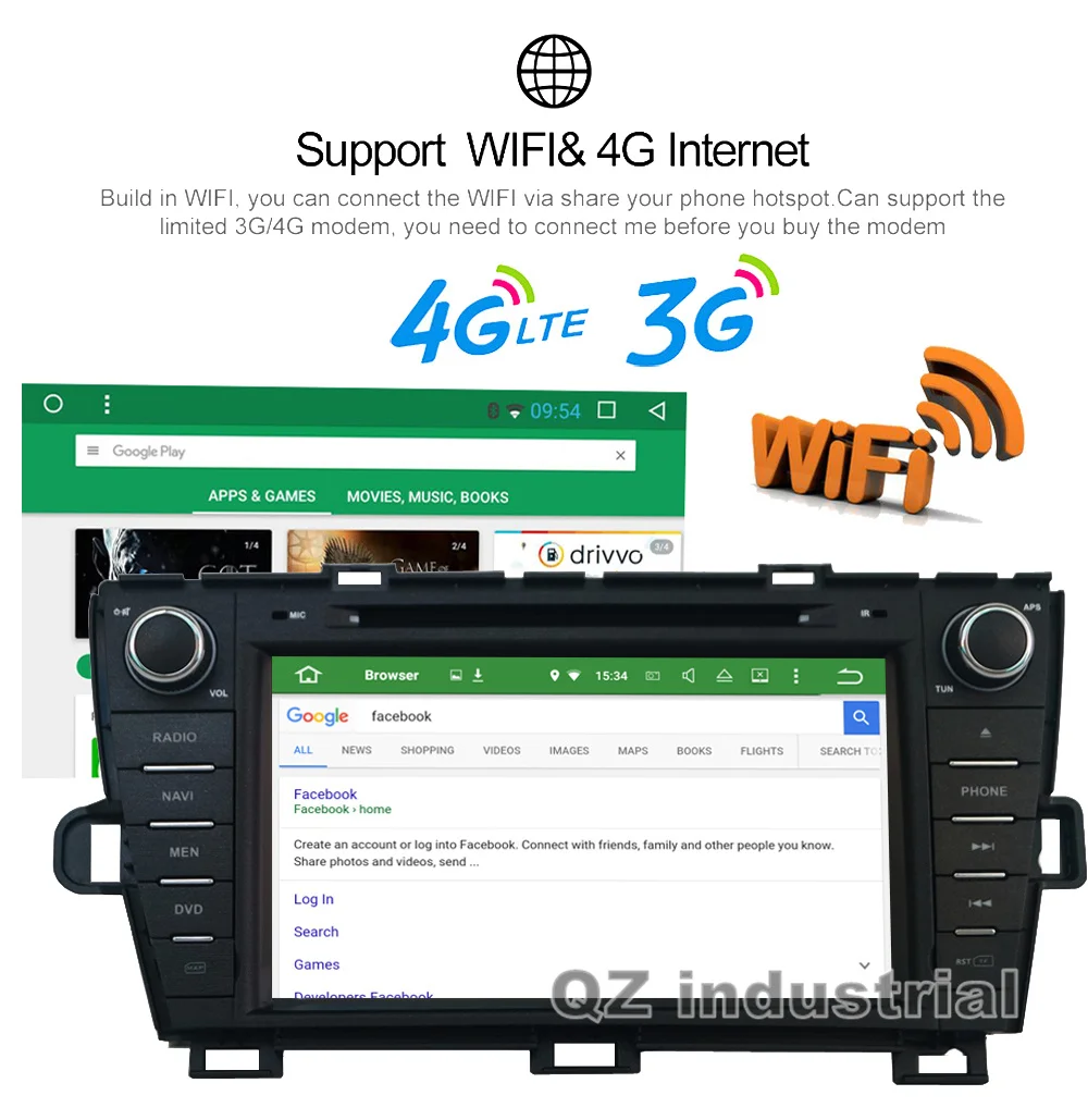 Clearance QZ industrial HD 8inch Android 8.1 for Toyota Prius 2008-2014 Car DVD Player with Radio Navigation BT SWC GPS 3G 4G RDS WIFI Map 10