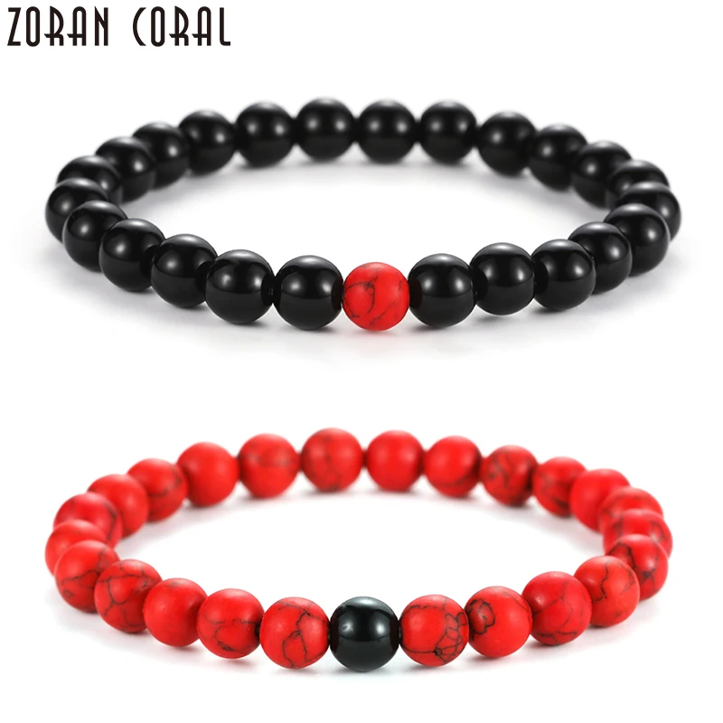 

2Pcs/Set Couples Distance Bracelet Classic Natural Stone White and Black Yin Yang beads Bracelets for Men Women Best Friend Hot