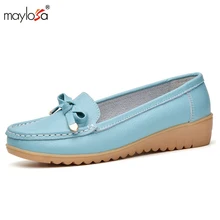 2017 women shoes Summer genuine leather flats shoes female casual flat women loafers shoes slips leather casual shoes ML05