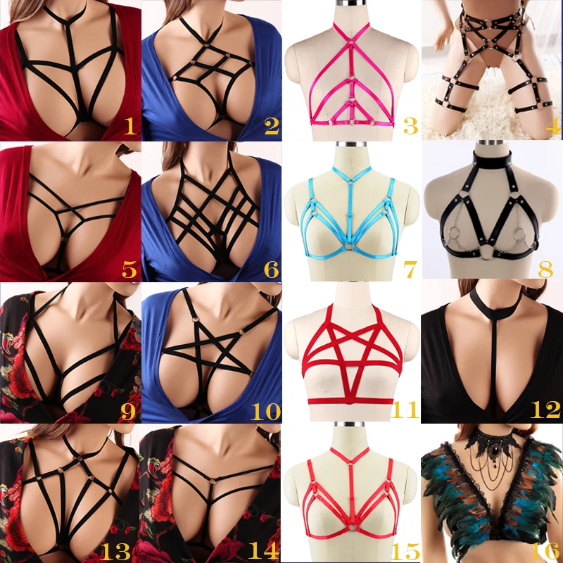 Buy Women Body Harness Lingerie Goth Crop Tops Fetish Cage Bra Lingerie Harness 