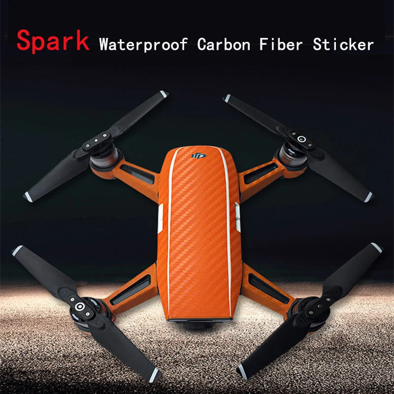 DJI Spark Newest FPV Drone Protective Luxury Carbon Fiber Sticker Skin Cover Waterproof Sticker Spare Parts
