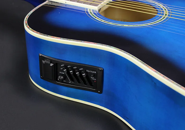 Blue 40 inch electric box guitar folk acoustic 41 inch male and female novice beginnersguitar
