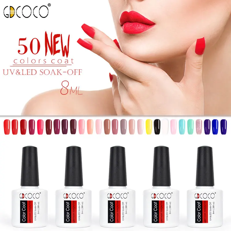 

GDCOCO Long Lasting Gel Nail Polish 50 Colors Soak Off UV Led Gel Varnish Color Coat Nail Art Polish Gel Low Price